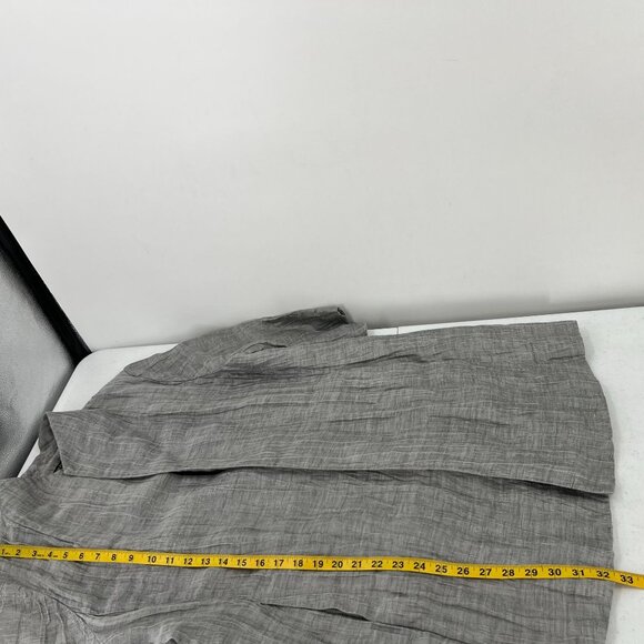 Eileen Fisher L Minimalist Crinkle Jacket 3/4 Sleeve Mandarin Collar Linen Blend - Picture 2 of 14